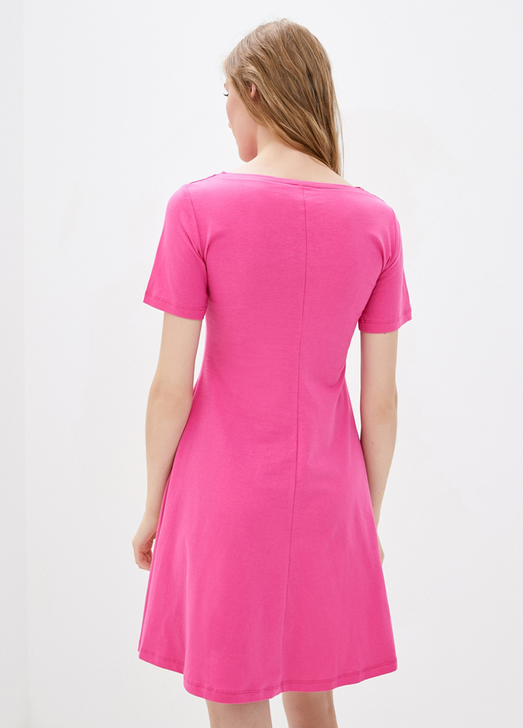 Фуксиновое (цвета Фуксия) кэжуал платье клеш Promin однотонное