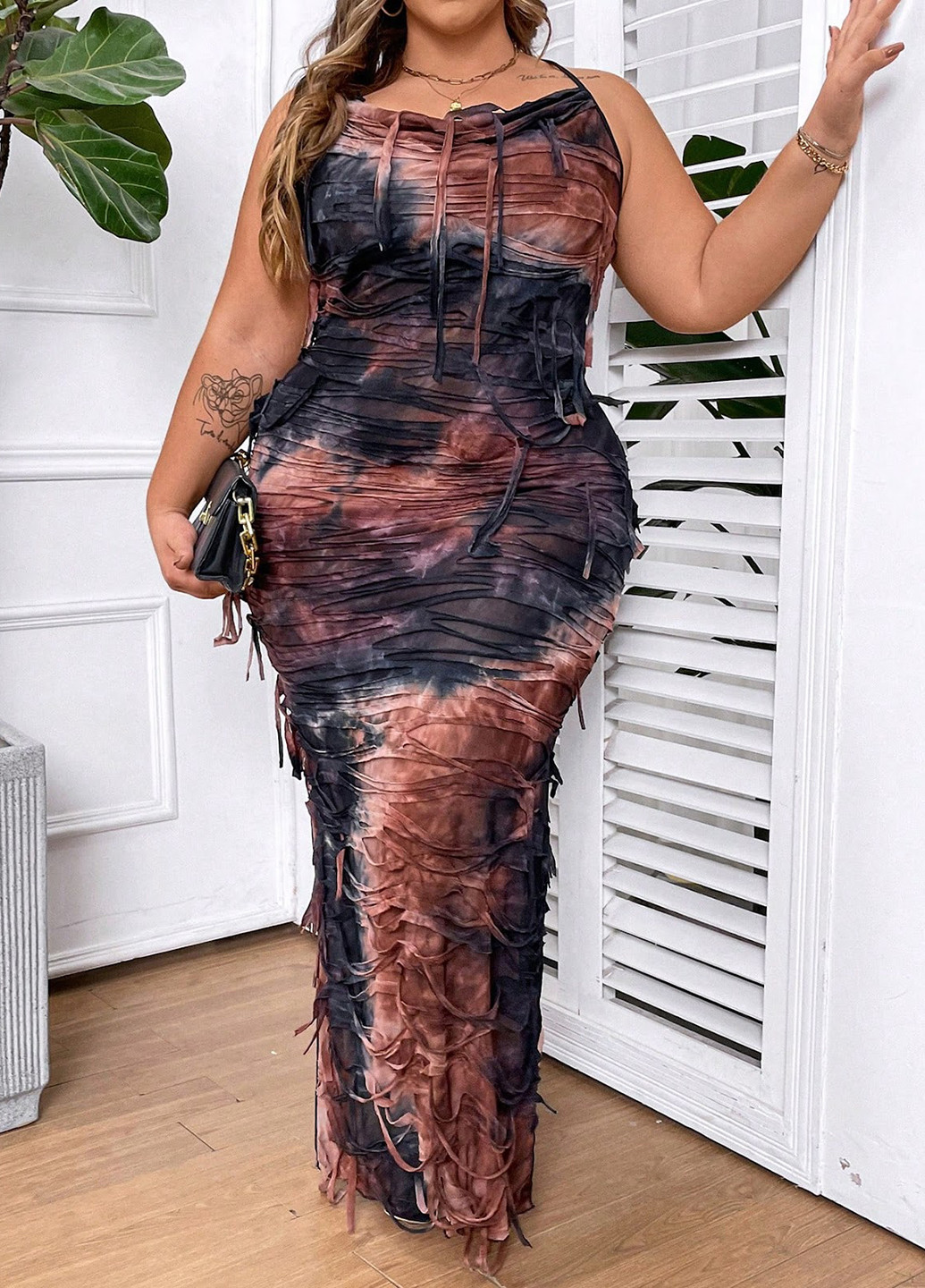 Коричнева кежуал сукня силуетна SHEIN тай-дай