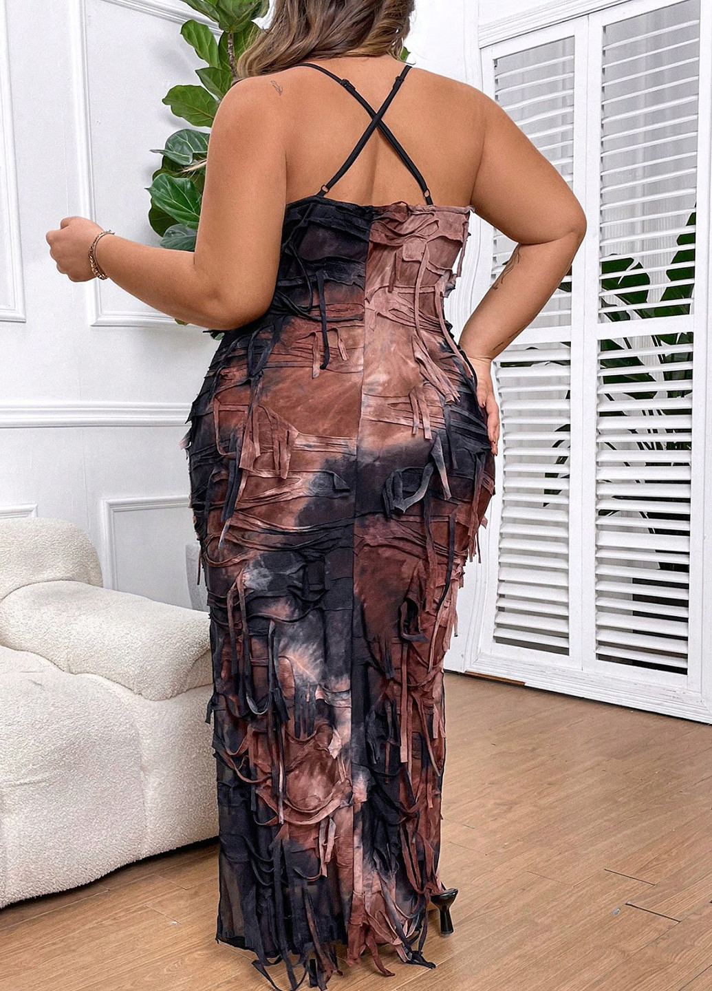 Коричнева кежуал сукня силуетна SHEIN тай-дай