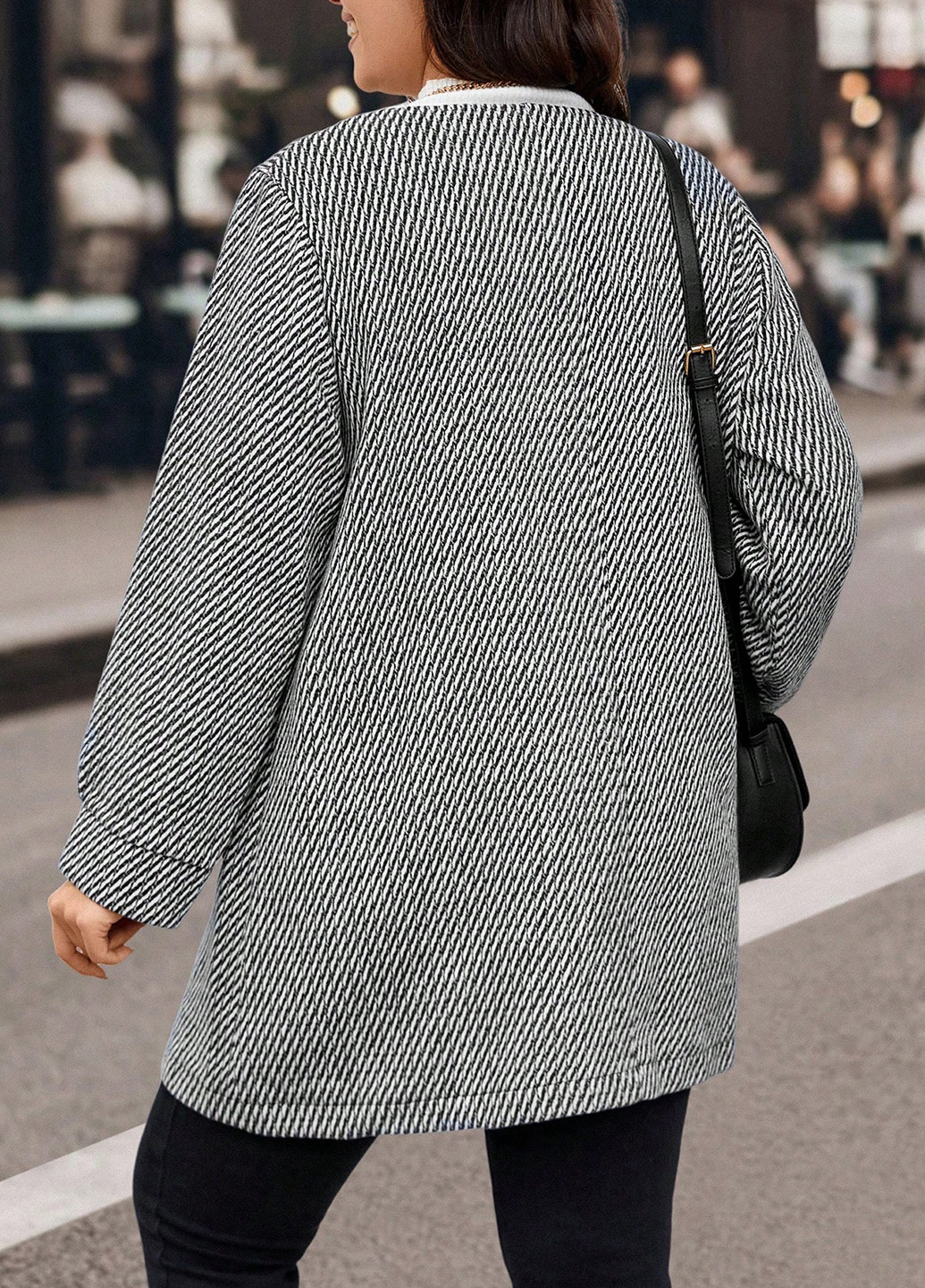 Чорно-білий демісезонне Пальто однобортне SHEIN