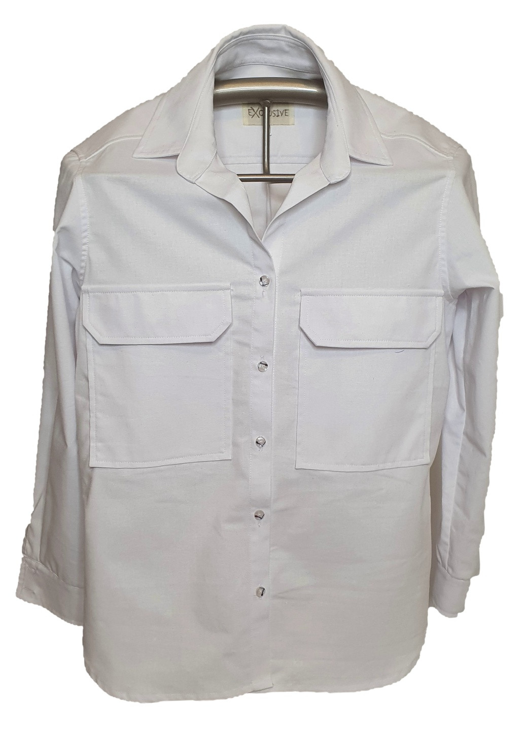 Оливковая кэжуал рубашка однотонная No Brand с длинным рукавом