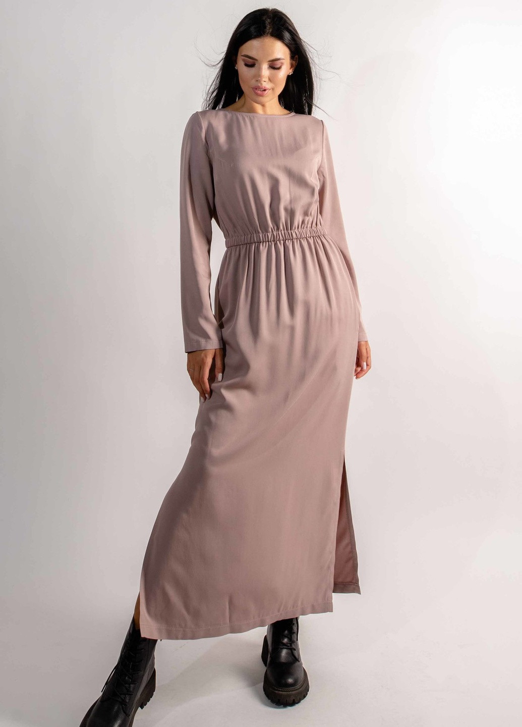 Бежевое кэжуал платье Ри Мари однотонное