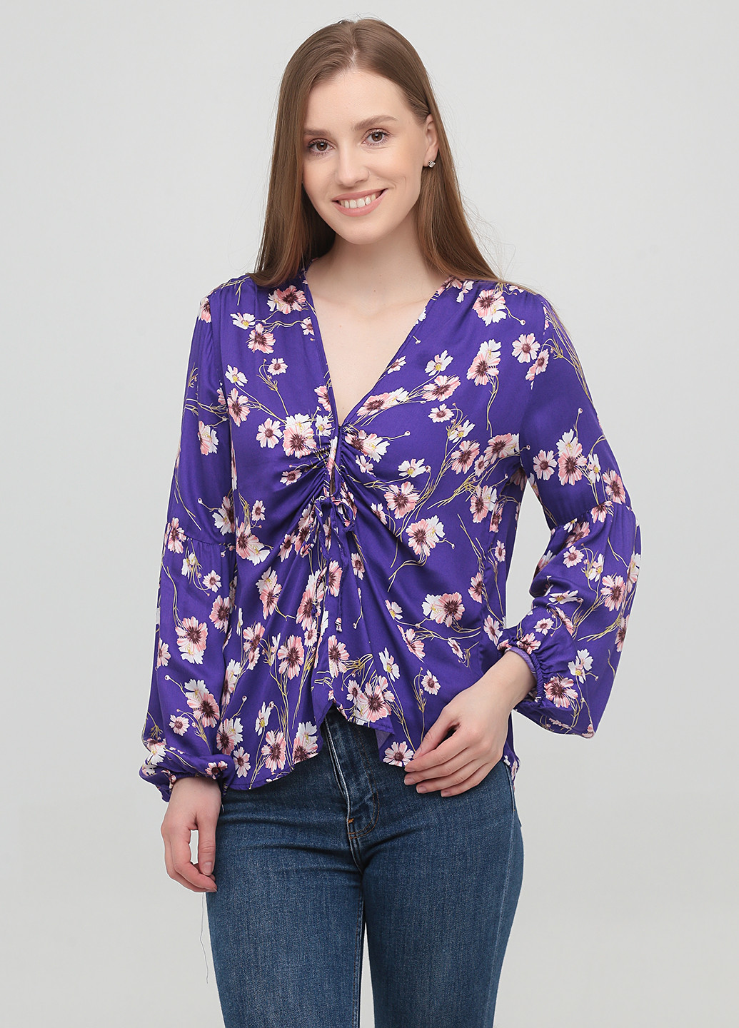 Фиолетовая демисезонная блуза Mango