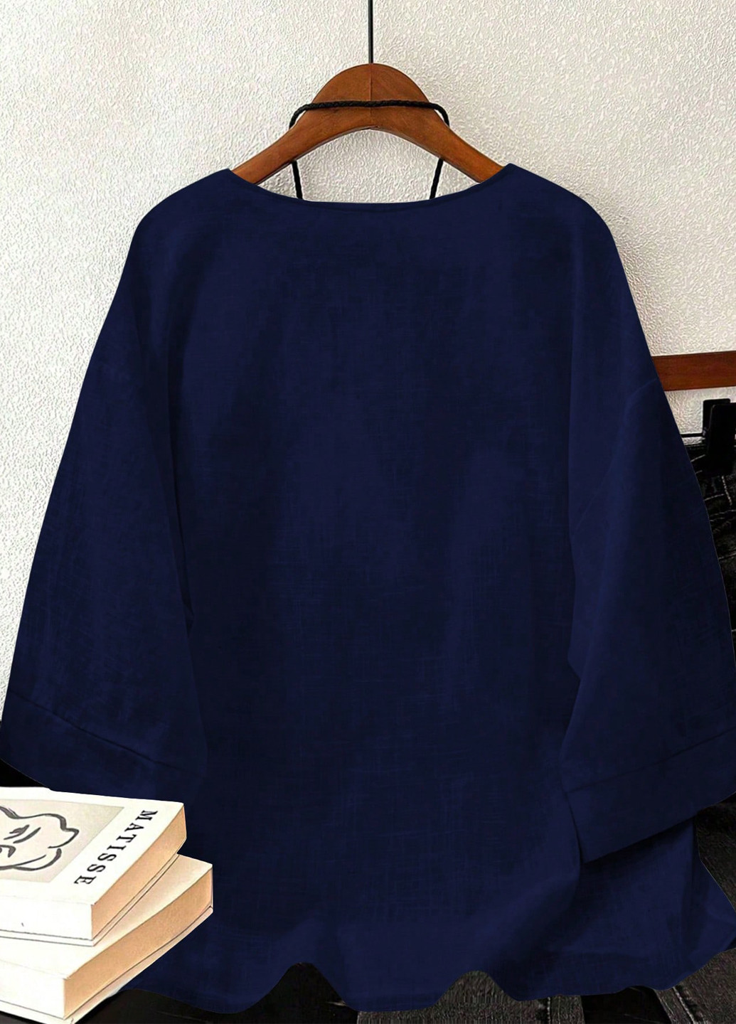 Тёмно-синяя блуза SHEIN