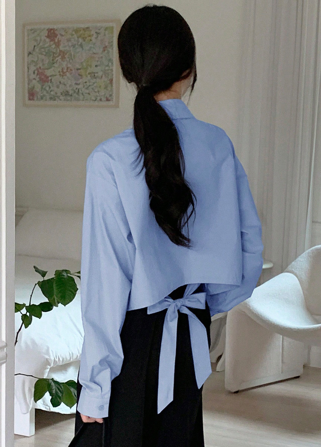 Голубой праздничный, классическая, кэжуал рубашка однотонная SHEIN