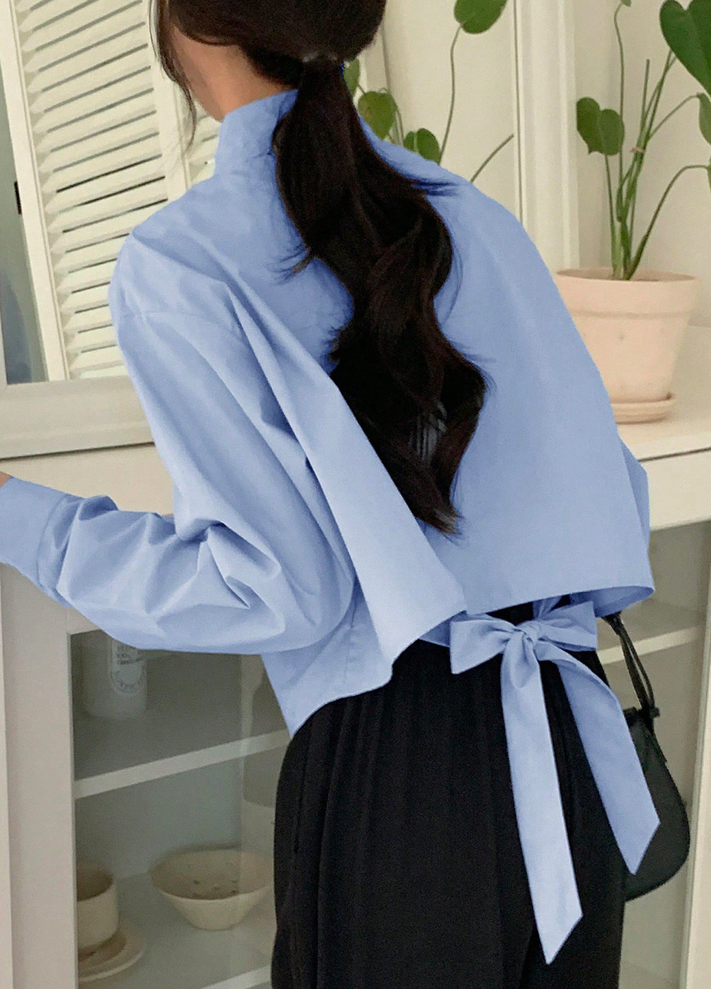 Голубой праздничный, классическая, кэжуал рубашка однотонная SHEIN