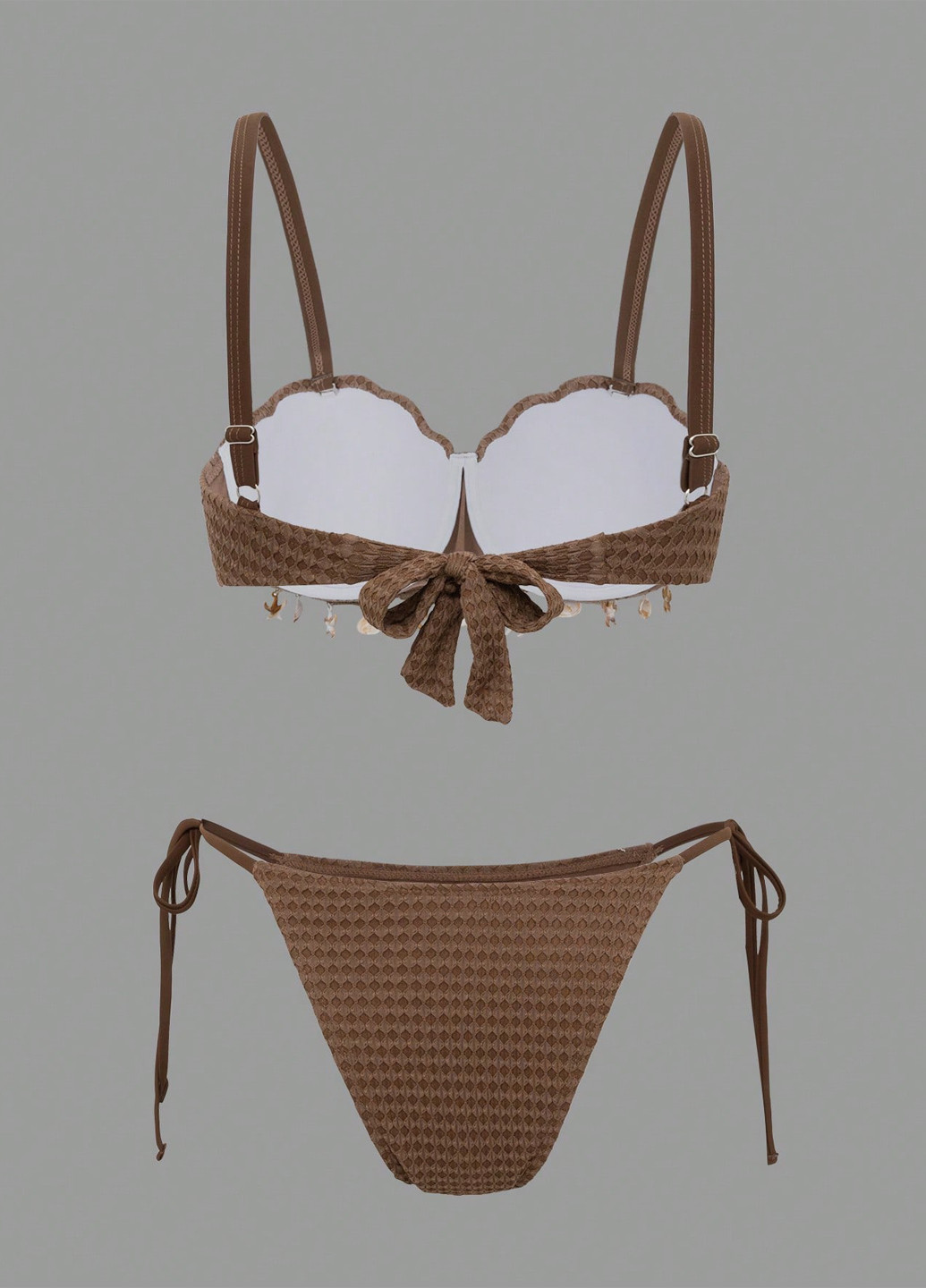Коричневый летний купальник (лиф, трусики) бикини, раздельный SHEIN