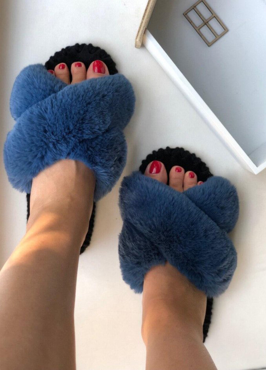 Синие тапочки Family Story с мехом