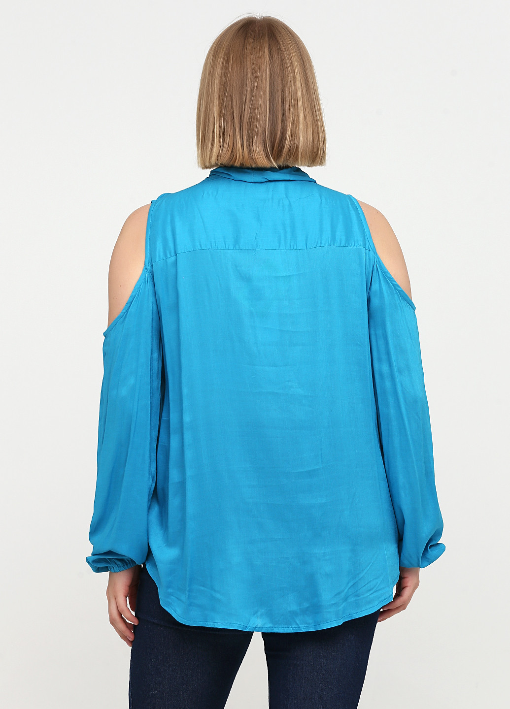 Голубая демисезонная блуза Sheego