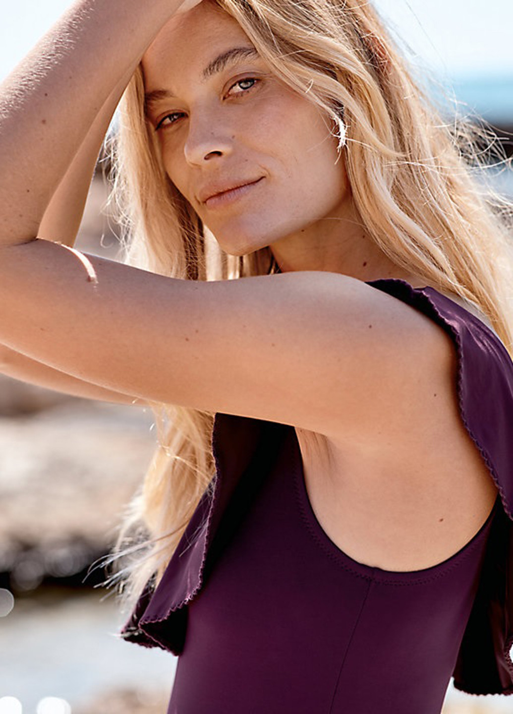 Сливовый летний купальник слитный American Fashion