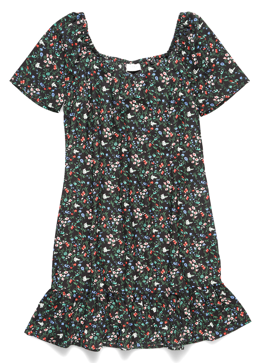 Черное кэжуал платье а-силуэт Vila с цветочным принтом