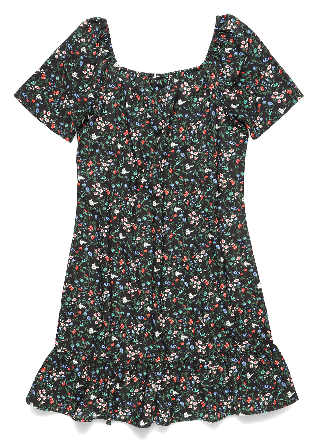 Черное кэжуал платье а-силуэт Vila с цветочным принтом