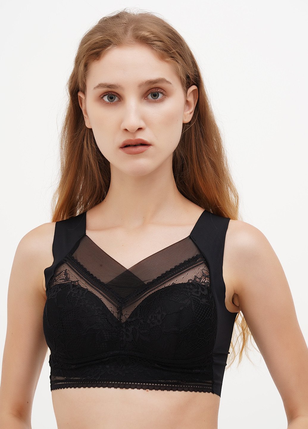 Чёрный топ бюстгальтер Finetoo без косточек полиамид