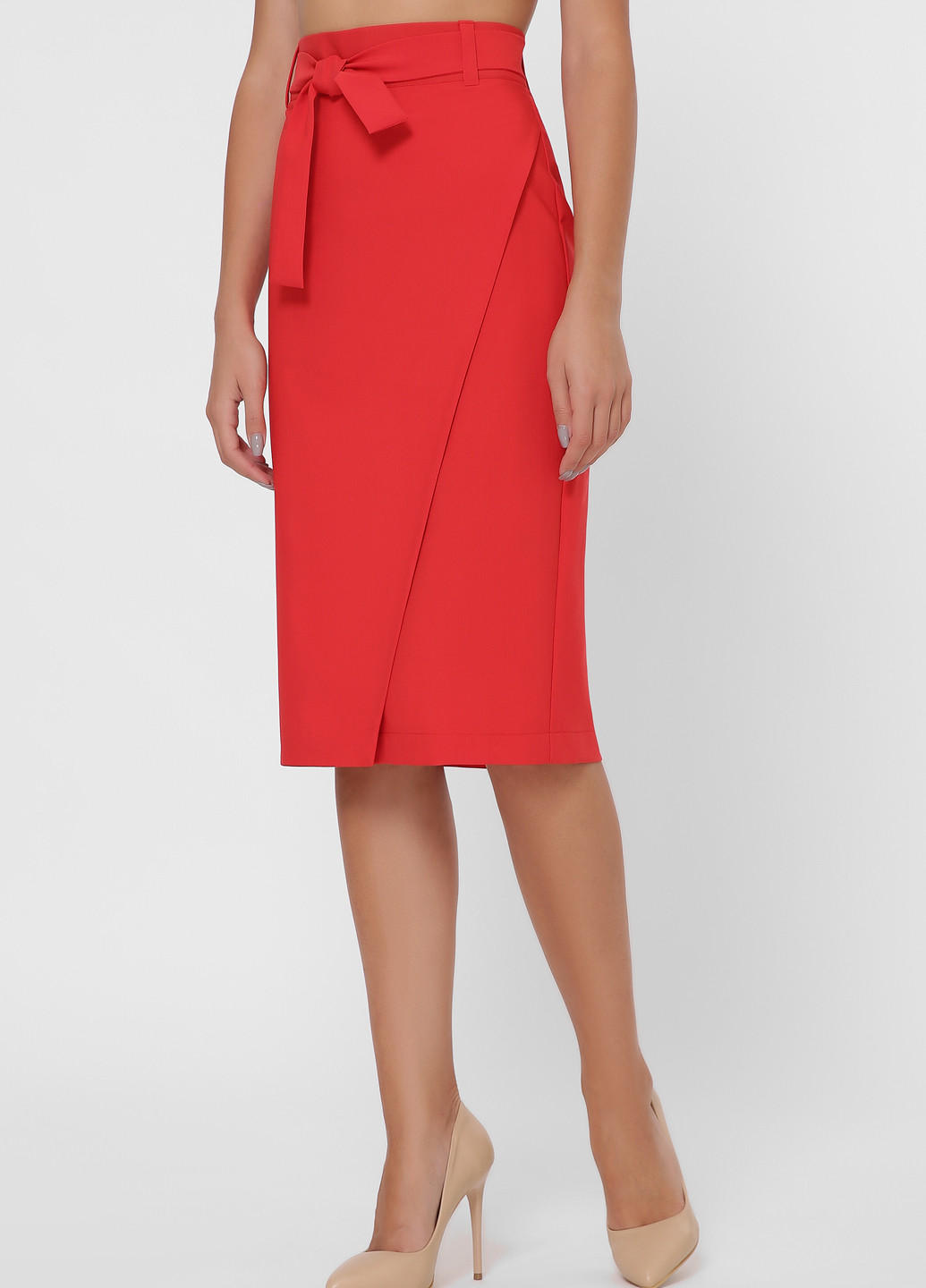 Красная офисная однотонная юбка Fashion Up карандаш