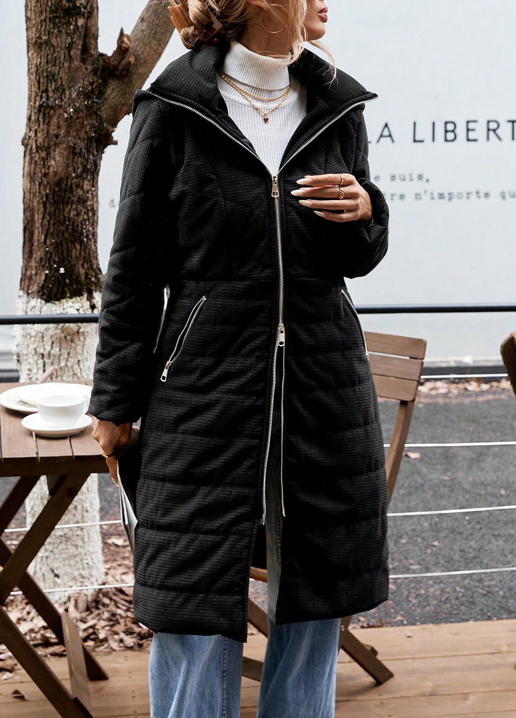 Чорне демісезонне Пальто SHEIN