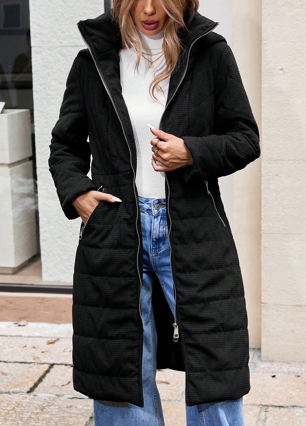 Чорне демісезонне Пальто SHEIN