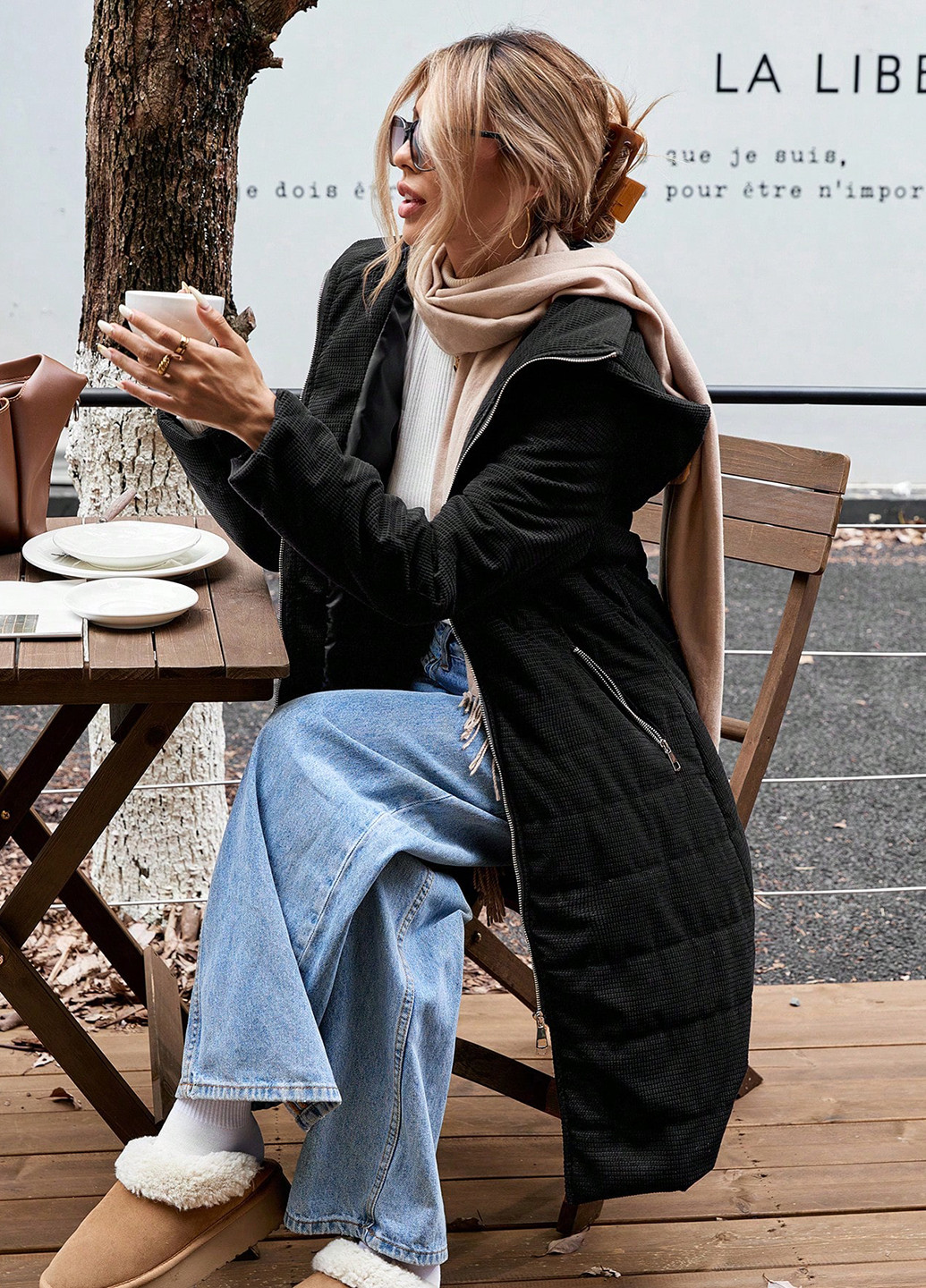 Чорне демісезонне Пальто SHEIN