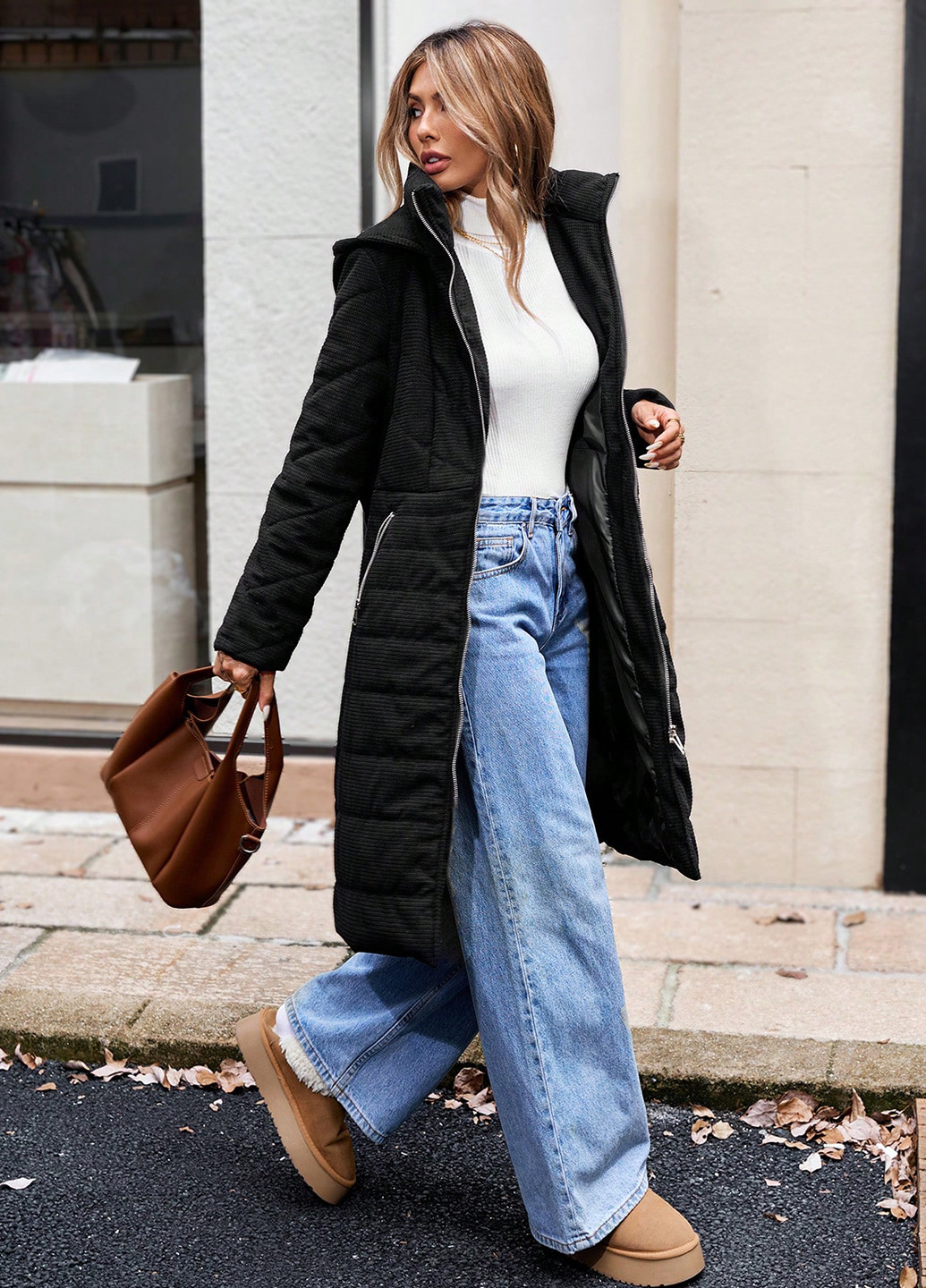 Чорне демісезонне Пальто SHEIN