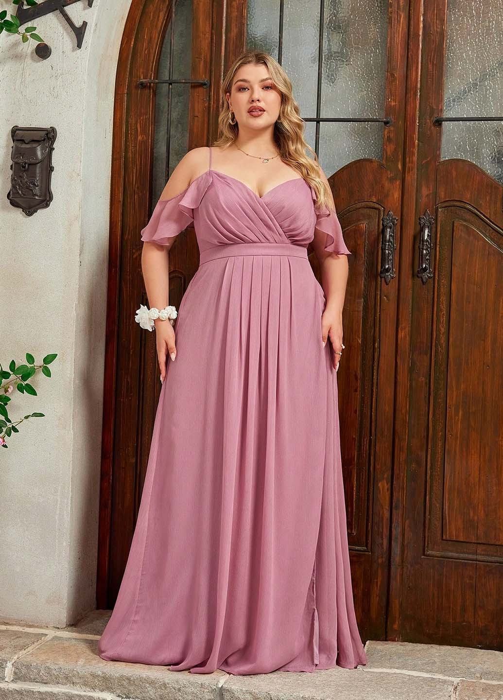 Рожева святковий, вечірня сукня на запах, з відкритими плечима SHEIN однотонна