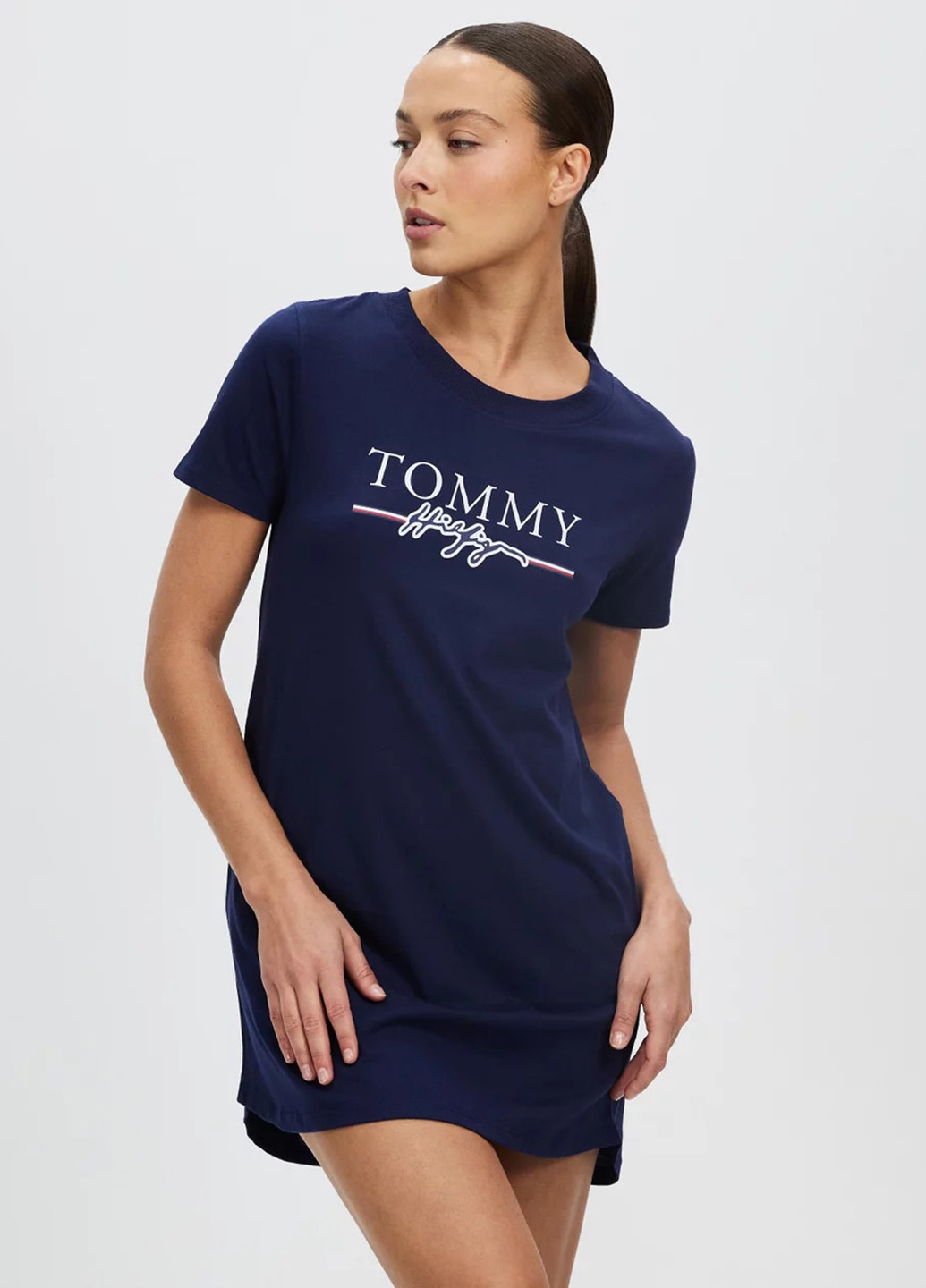 Синее домашнее платье платье-футболка Tommy Hilfiger с логотипом