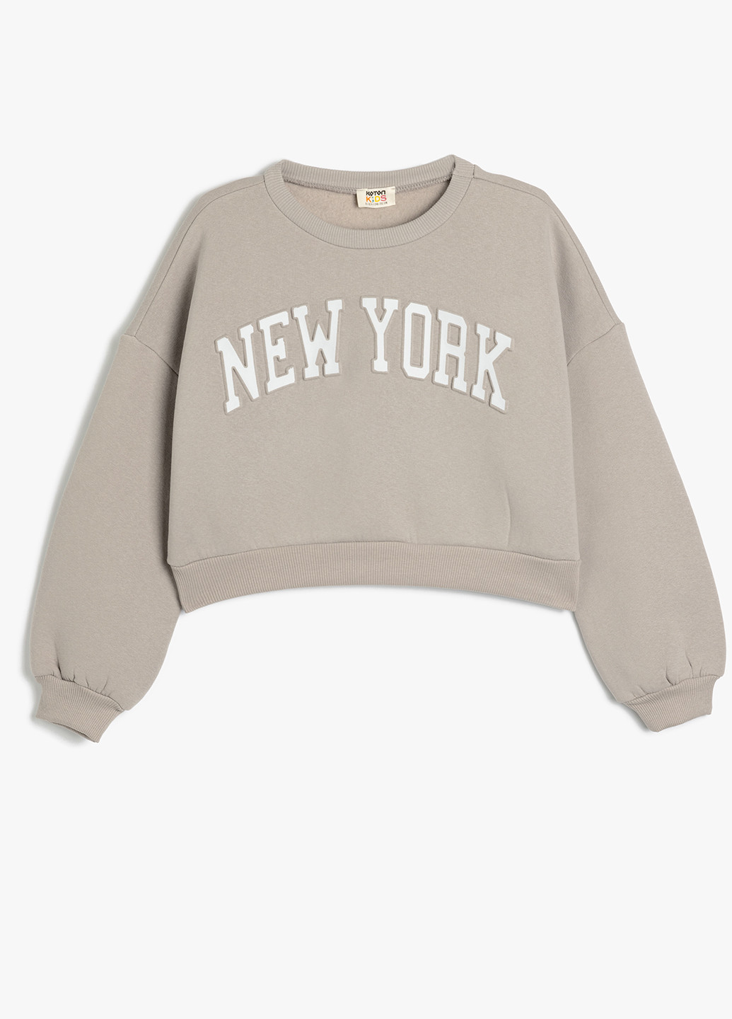 KOTON свитшот надпись серый кэжуал хлопок, трикотаж с начесом