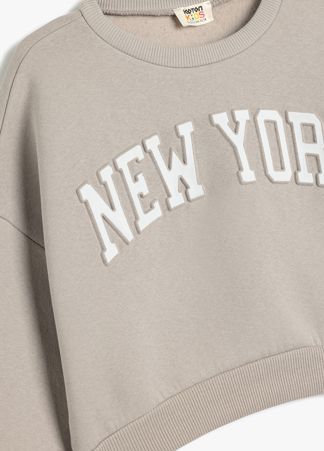 KOTON свитшот надпись серый кэжуал хлопок, трикотаж с начесом
