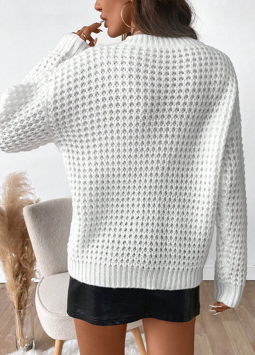 Белый демисезонный пуловер пуловер SHEIN