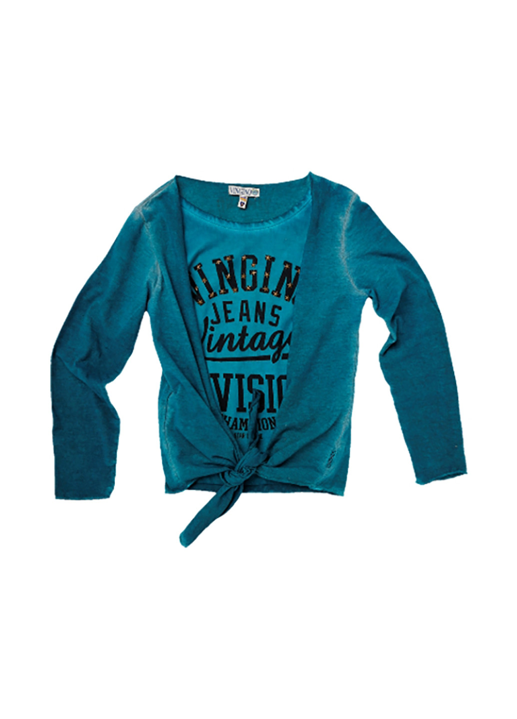 Темно-бирюзовый демисезонный кэжуал лонгслив Vingino с надписями