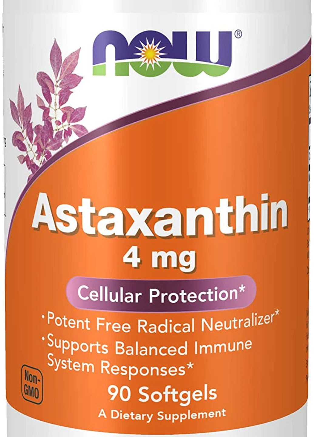 Астаксантин Astaxanthin 4 mg 90 softgels Now (254916601)