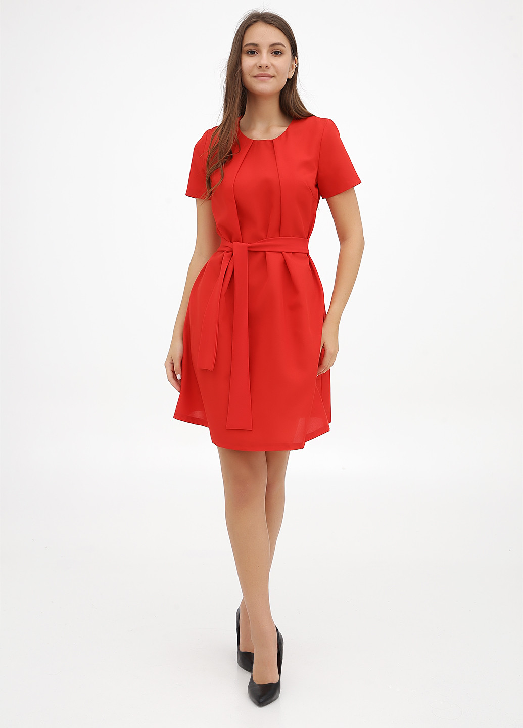 Красное кэжуал платье клеш Dioni однотонное