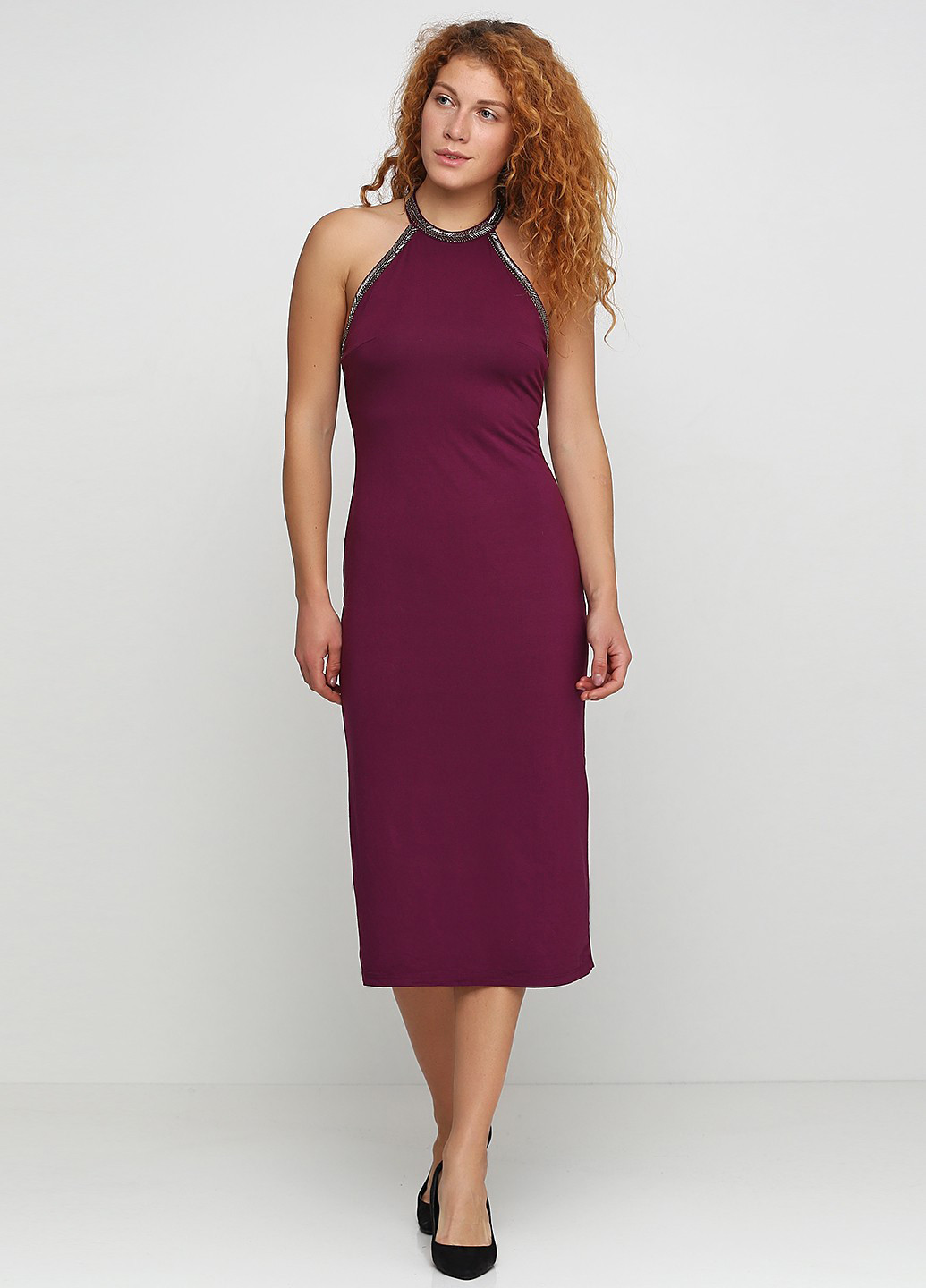 Фиолетовое кэжуал платье с открытыми плечами H&M однотонное