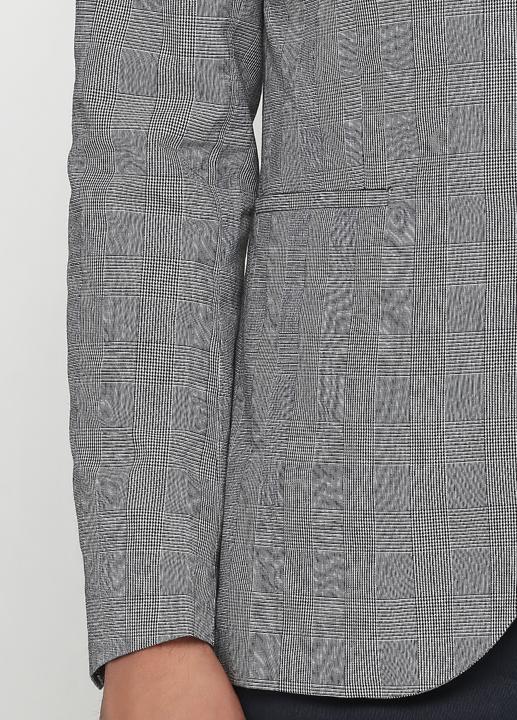 Пиджак H&M с длинным рукавом клетка серый деловой
