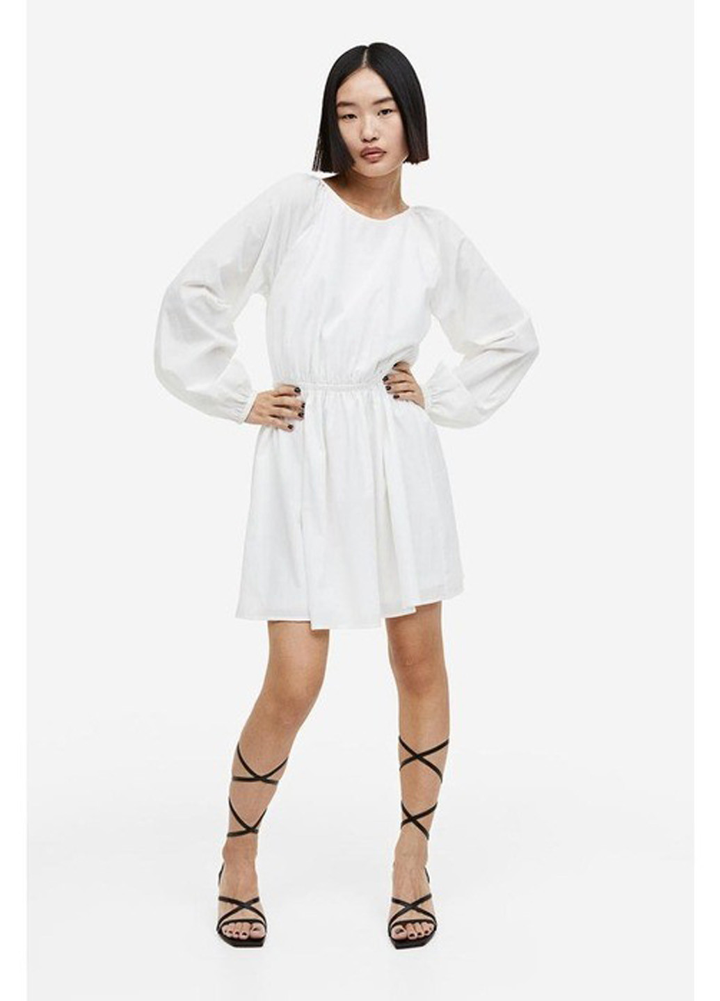 Білий коктейльна, кежуал сукня з відкритою спиною H&M однотонна