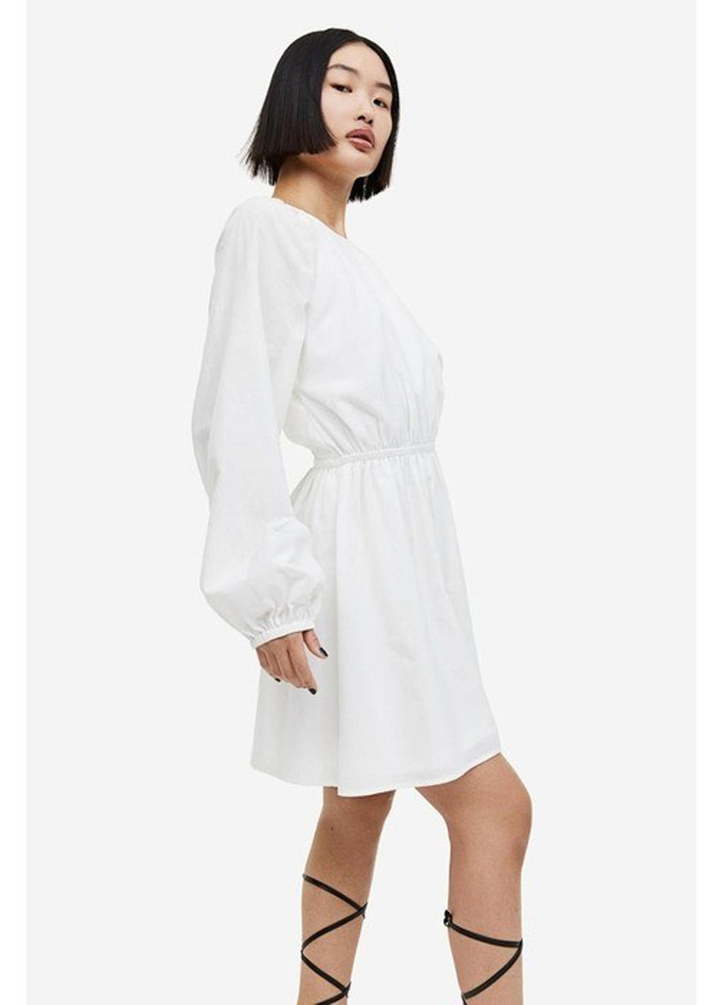 Білий коктейльна, кежуал сукня з відкритою спиною H&M однотонна