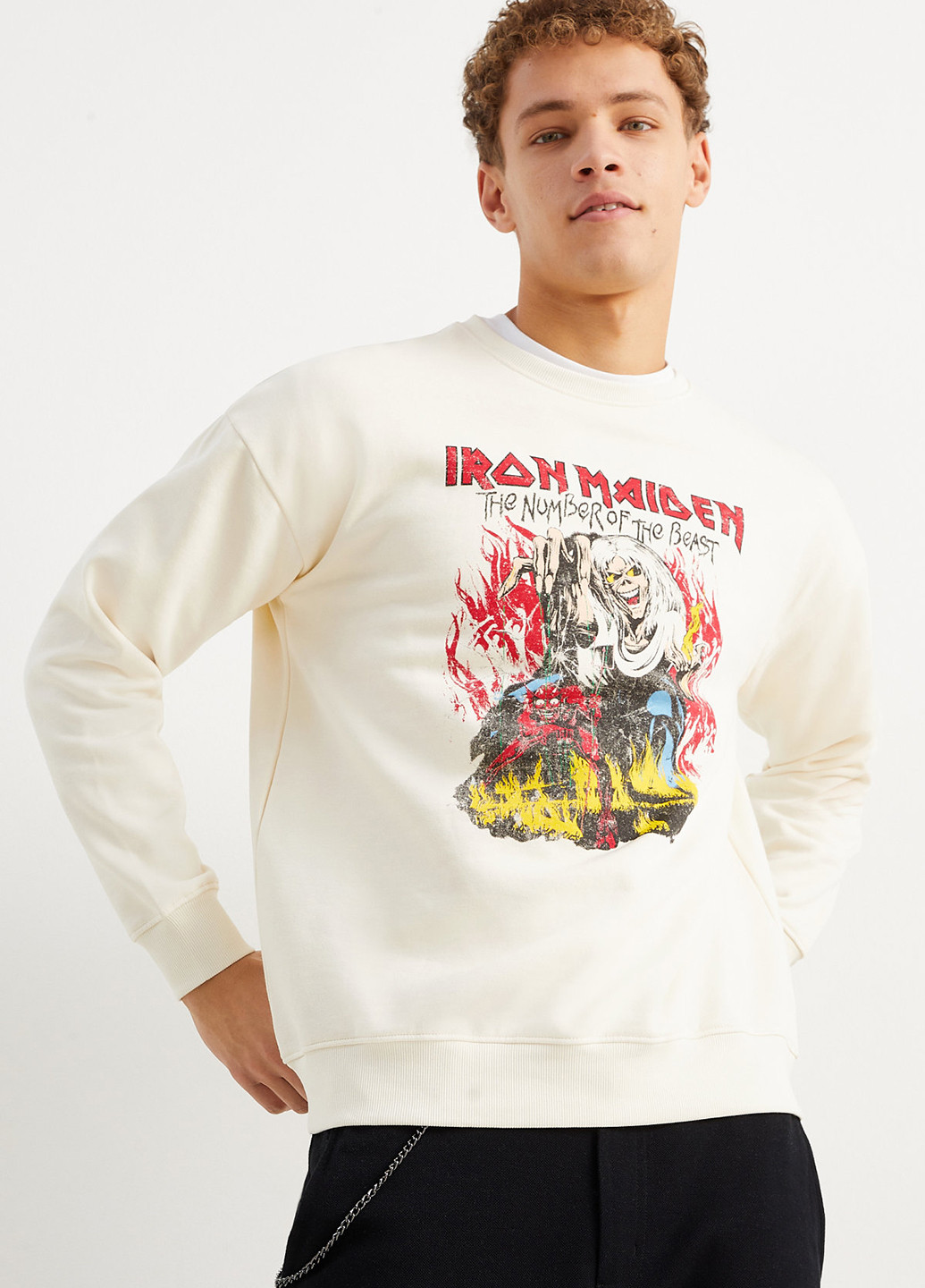 Світло-бежевий світшот C&A малюнок без декору (352190300)