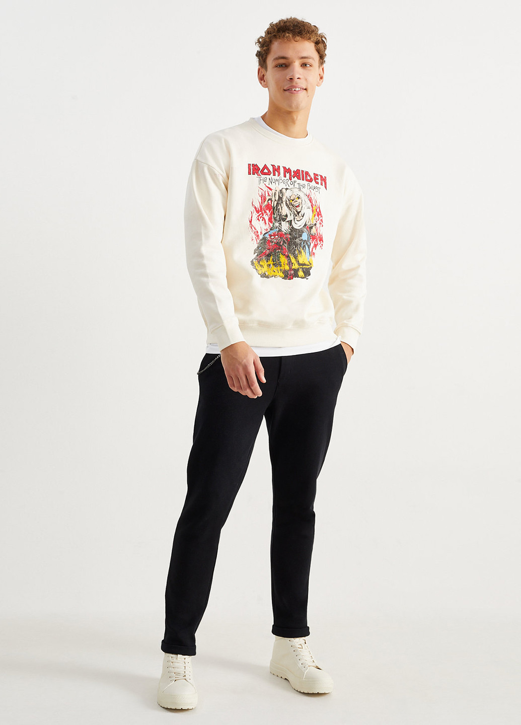 Світло-бежевий світшот C&A малюнок без декору (352190300)