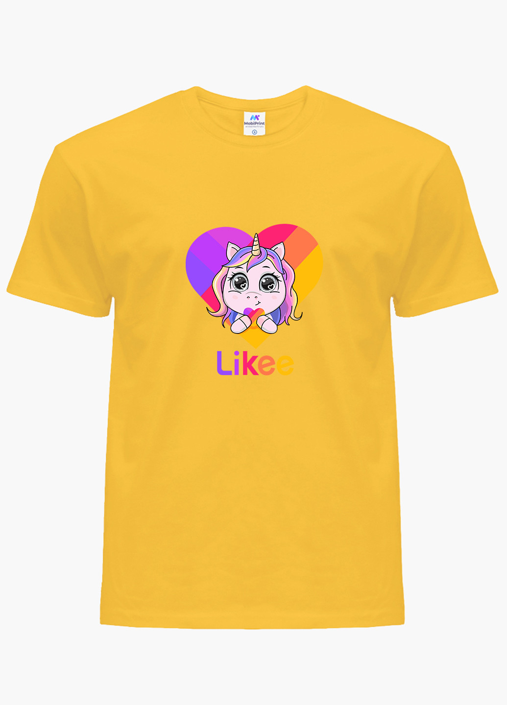 Желтая демисезонная футболка детская лайки единорог (likee unicorn)(9224-1593) MobiPrint