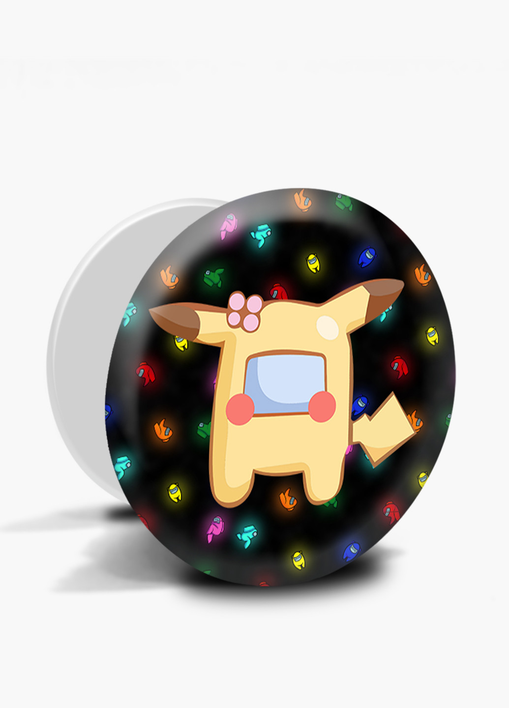 Попсокет (Popsockets) держатель для смартфона Амонг Ас Покемон Пикачу (Among Us Pokemon Pikachu) (8754-2419) Черный MobiPrint (216836473)