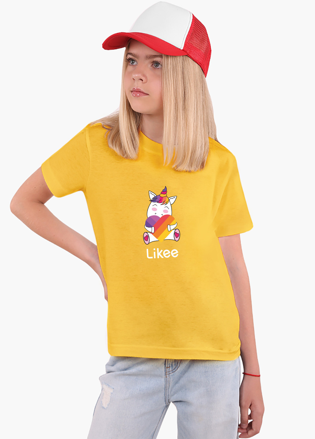 Желтая демисезонная футболка детская лайк единорог (likee unicorn)(9224-1037) MobiPrint