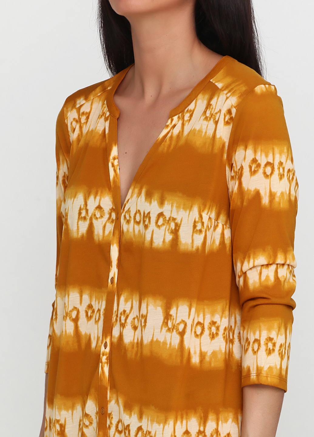 Горчичное кэжуал платье H&M с абстрактным узором