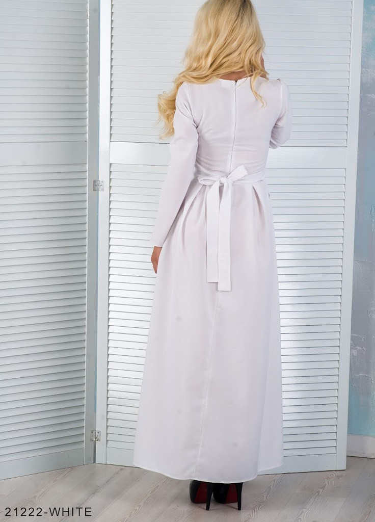 Белое кэжуал лаконичное летнее платье-макси с завязками на талии sonia белый Podium однотонное