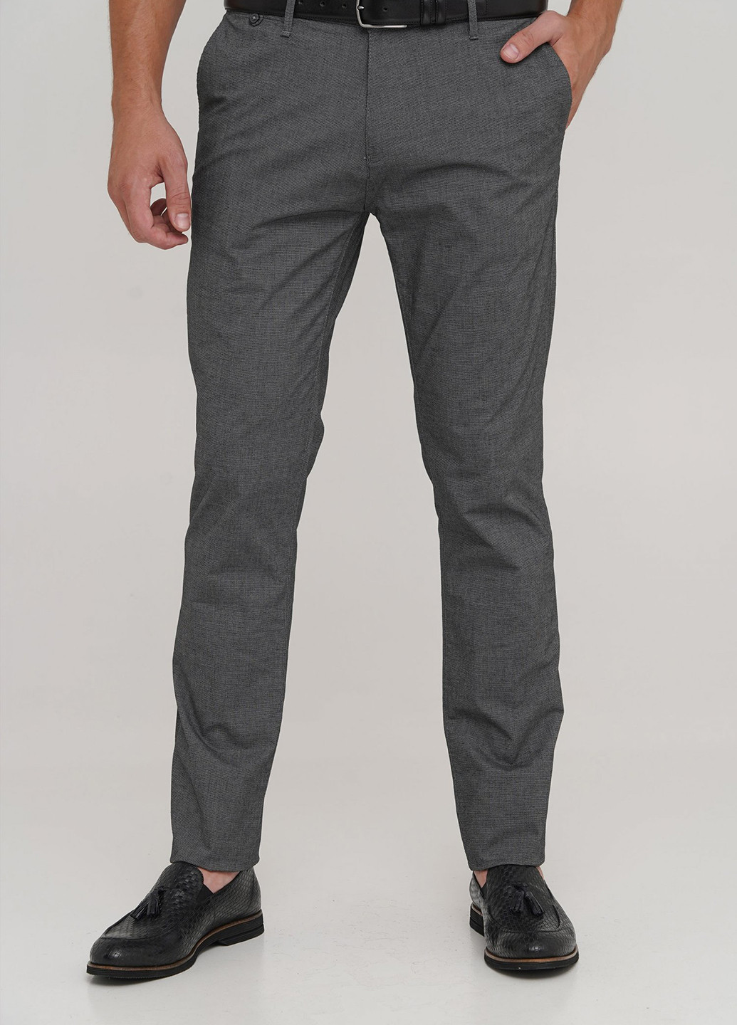 Темно-серые классические демисезонные классические, зауженные брюки Trend Collection