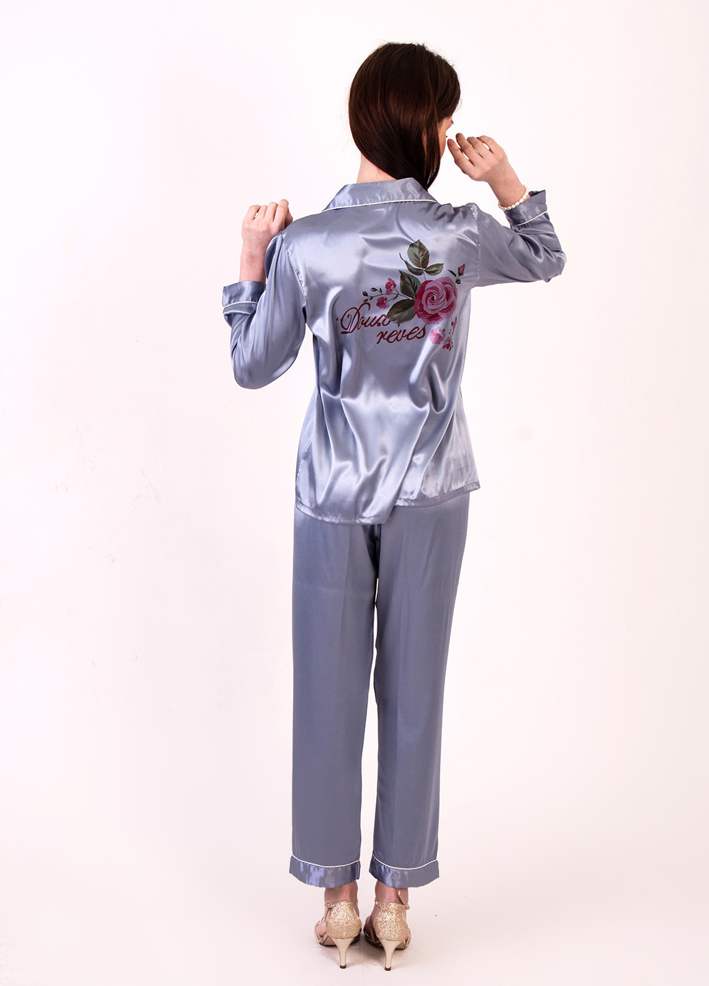 Сіра всесезон піжама (сорочка, штани) рубашка + брюки Mulberry-Home