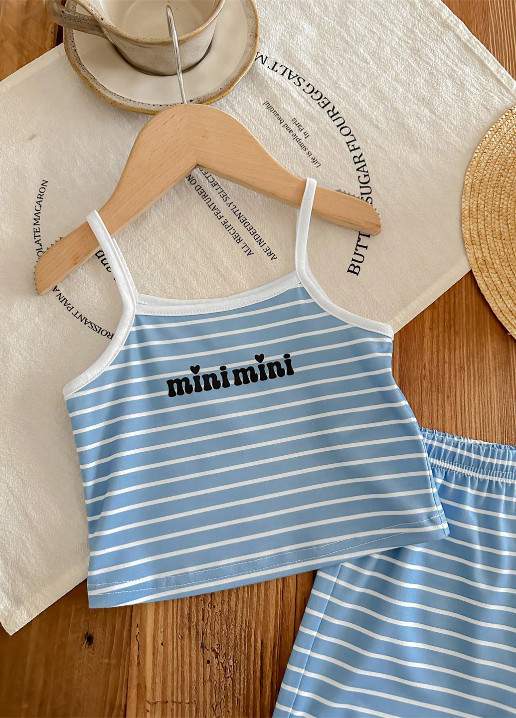 Блакитний літній костюм (майка, шорти) SHEIN