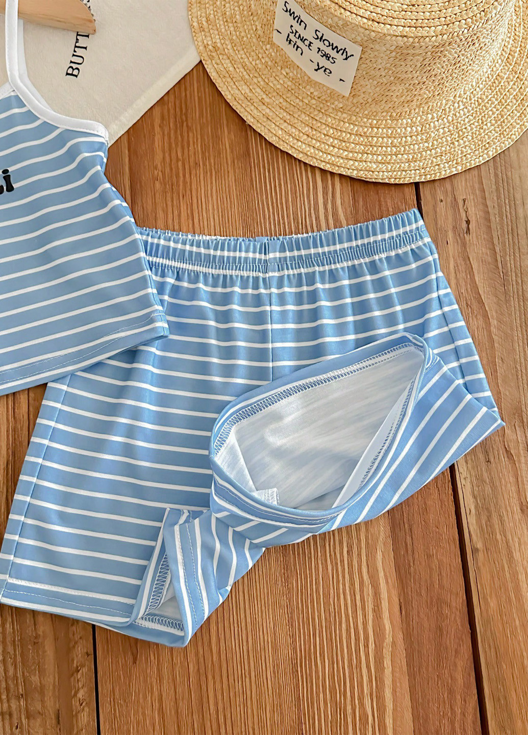 Блакитний літній костюм (майка, шорти) SHEIN