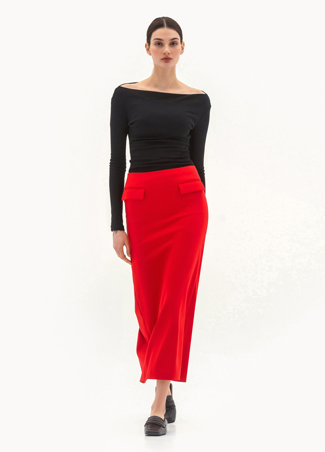 Красная кэжуал однотонная юбка BGL карандаш