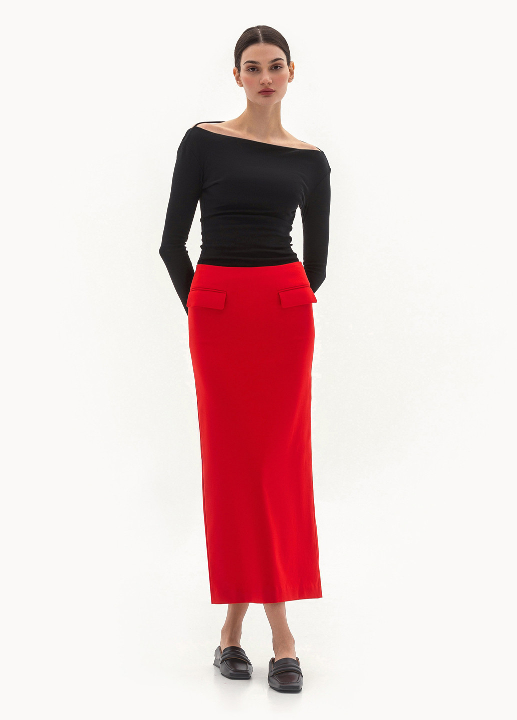 Красная кэжуал однотонная юбка BGL карандаш