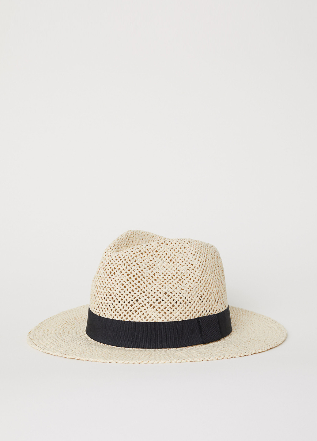 Шляпа H&M с маленькими полями однотонная светло-бежевая кэжуал искусственная солома
