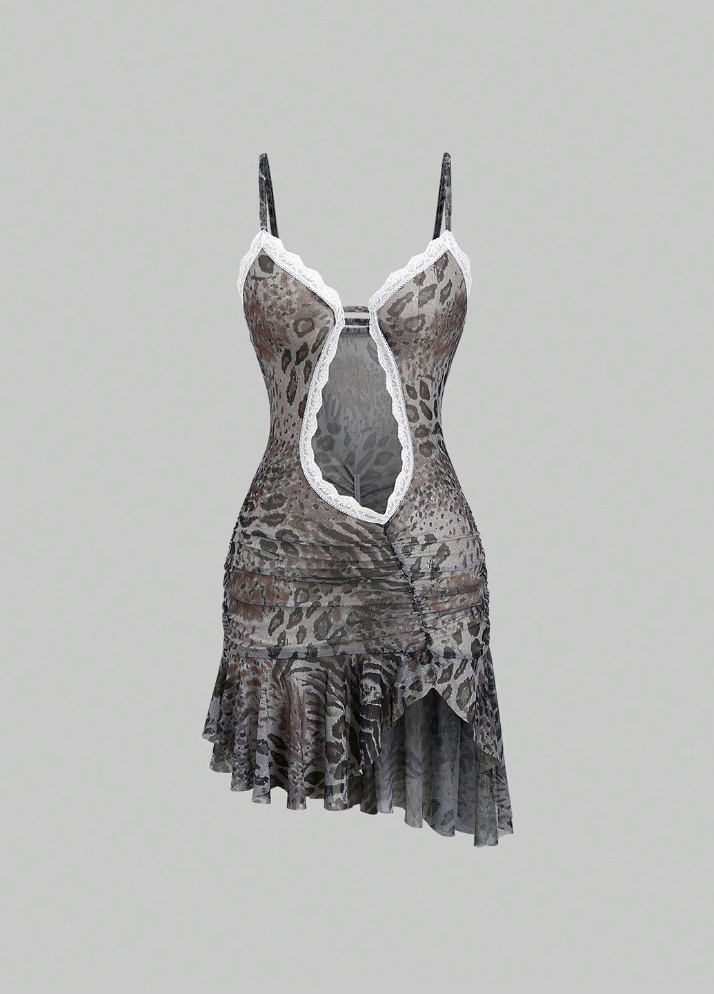 Серо-коричневое откровенный платье SHEIN леопардовый