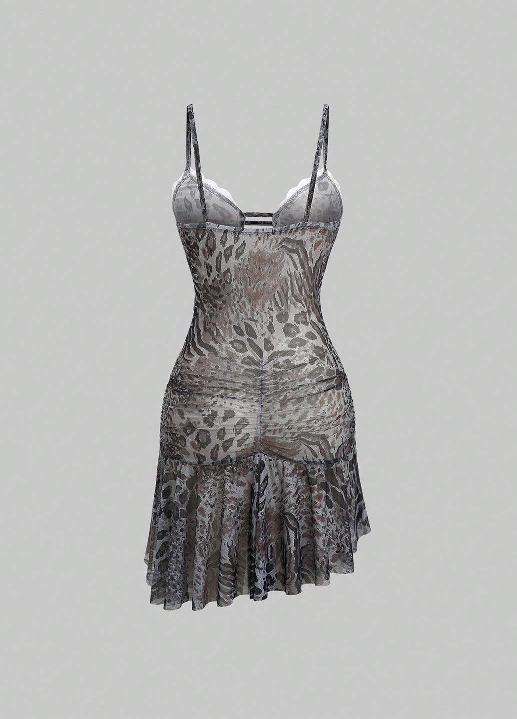 Серо-коричневое откровенный платье SHEIN леопардовый